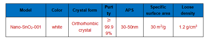 Nano-SnO2 technical parameters